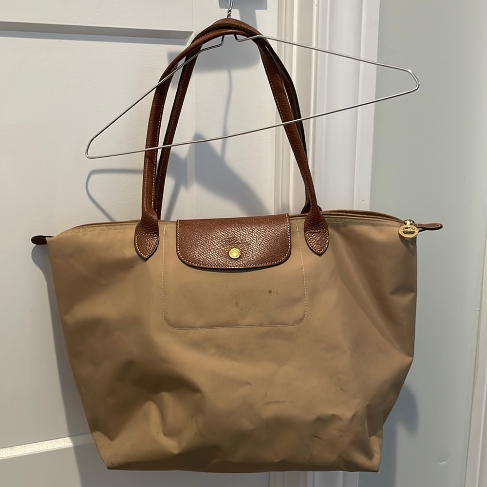 Longchamp bag, tan color brown leather straps